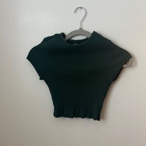 SHEIN Dark Green Ribbed Crop Top
